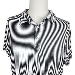 Tasc Performance Bamboo Organic Cotton Polo Shirt Men XXL Stretch Gray Stripe